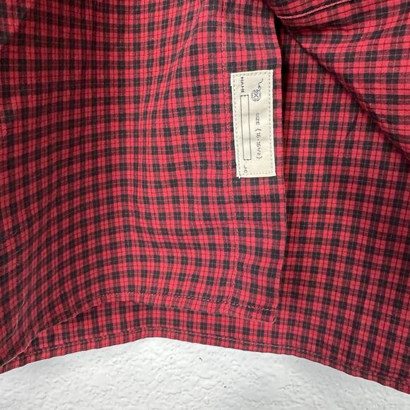 J Crew Shirt Mens Large Red Black Gingham Check 2-Ply Cotton Long Sleeve Classic - Picture 5 of 10
